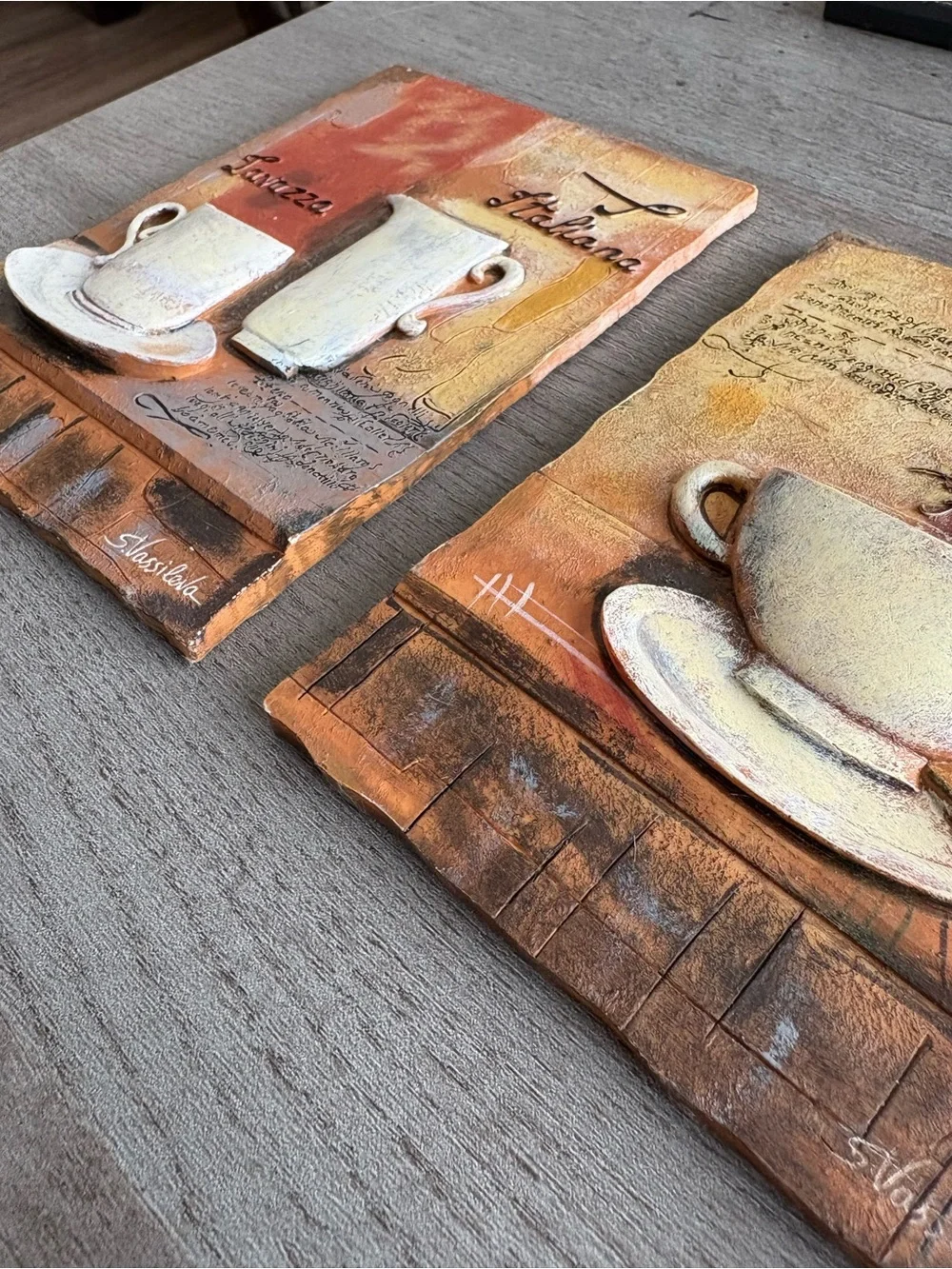 Vintage Style & Vanille Française Coffee Wall Plaques - Set of 2